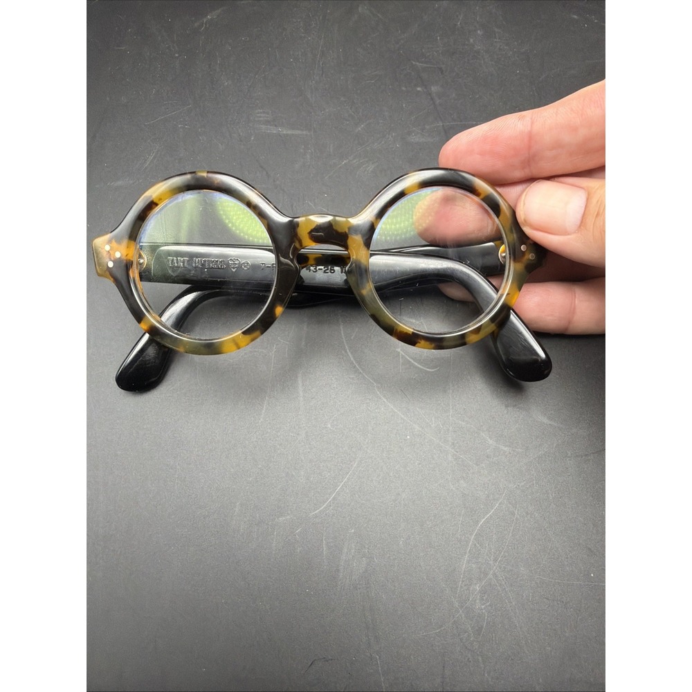 Tart Optical T-Round 43-26 Tortoise Round Eyeglass Frames Handmade Italy